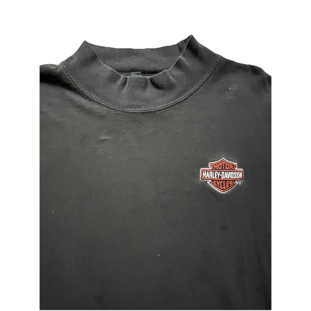 Vintage Harley-Davidson Mock Neck Long Sleeve Shirt Bar & Shield Black Mens L
